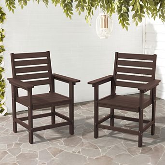 Hearthshire Outdoor Patio Chairs Set of 2, HDPS Dining Chair with Armrest for Backyard