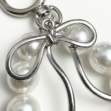 Beaded Bow Keychain with Round Bead Loop and Metal Clip Bag Charm