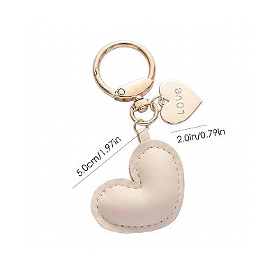 3 Pack Heart Keychains with Love Charm and Gold Tone Ring Clip