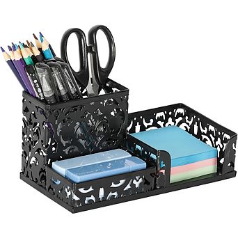Desk Organizer with 3 Compartments and Sticky Notes Holder