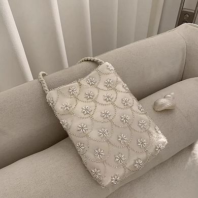 Beaded Embroidered Shoulder and Crossbody Bag for Elegant Occasions