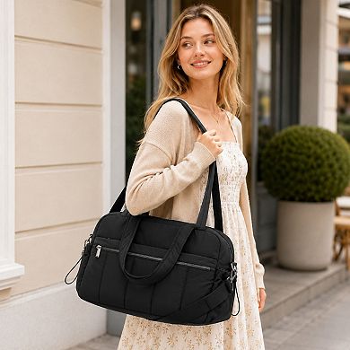 Nylon Travel Tote Gym Bag with Pockets and Shoulder Handles
