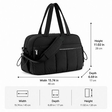 Nylon Travel Tote Gym Bag with Pockets and Shoulder Handles