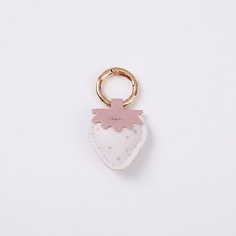 Strawberry Bag Charm with Pink Polka Dots and Gold Tone Ring Clip