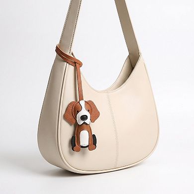 Puppy Dog Bag Charm with Faux Leather Strap