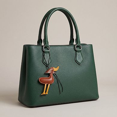 Duck Bag Charm with Beak and Patterned Scarf Accent