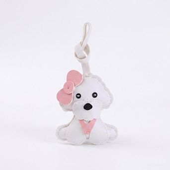 Puppy Dog Bag Charm with Pink Bow Accent