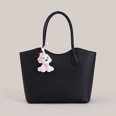 Puppy Dog Bag Charm with Pink Bow Accent