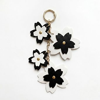 Cherry Blossom Bag Charm with Gold Tone Chain and Clip
