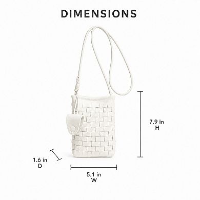 Women's Woven Mini Crossbody Phone Bag with Long Strap and Small Pouch