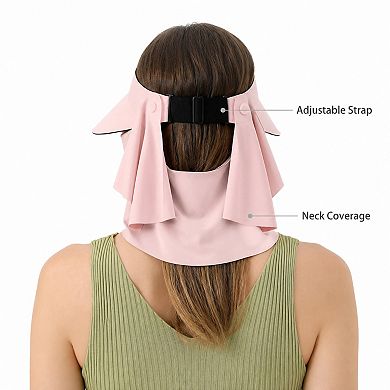 Women's Magnetic Detachable Face Cover Visor Hat with Wide Brim and Neck Coverage