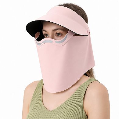 Women's Magnetic Detachable Face Cover Visor Hat with Wide Brim and Neck Coverage