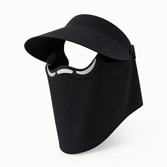 Women's Magnetic Detachable Face Cover Visor Hat with Wide Brim and Neck Coverage
