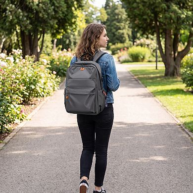 Multi-Pocket Commuter Travel Backpack with Padded Straps and Adjustable Side Pockets