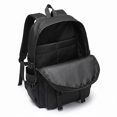 Multi-Pocket Utility Backpack with Buckle Straps, Side Pockets and Padded Shoulder Straps