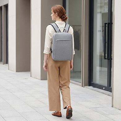Modern Business Laptop Backpack - Sleek Commuter Daypack with Metallic Handle for Office, School