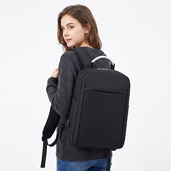 Modern Business Laptop Backpack - Sleek Commuter Daypack with Metallic Handle for Office, School