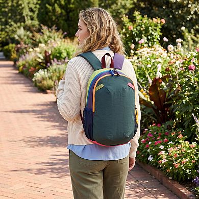 Colorblock Multi-Compartment Backpack with Padded Shoulder Straps and Dual Mesh Side Pockets