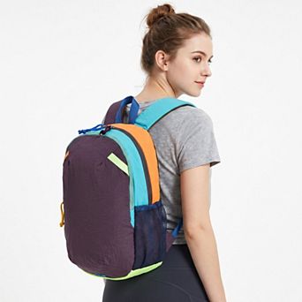 Colorblock Multi-Compartment Backpack with Padded Shoulder Straps and Dual Mesh Side Pockets