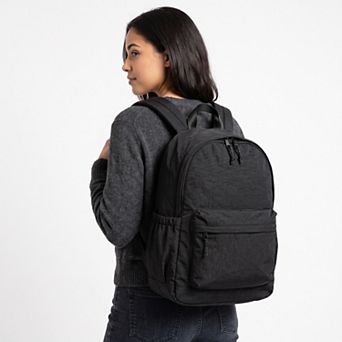 Lightweight Crinkle Multi-Pocket Backpack with Padded Straps and Side Pockets
