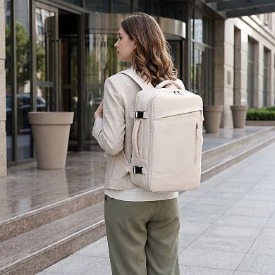 Multi-Compartment Travel Backpack with Padded Straps, Side Pockets and Compression Buckles