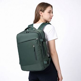 Multi-Compartment Travel Backpack with Padded Straps, Side Pockets and Compression Buckles