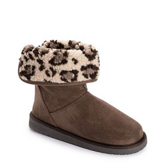 MUK LUKS Women's Clover Ankle Boots With Faux Fur Cuff Slouch Booties