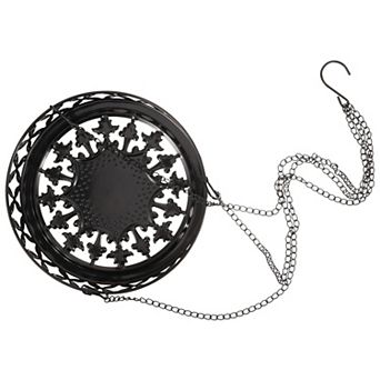 Hanging Succulent Braided Outdoor Planter Iron Basket with Chain 25x25x5cm Black
