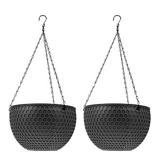 Plastic Honeycomb Hanging Planter Basket for Succulents 2 pc Set Indoor Outdoor