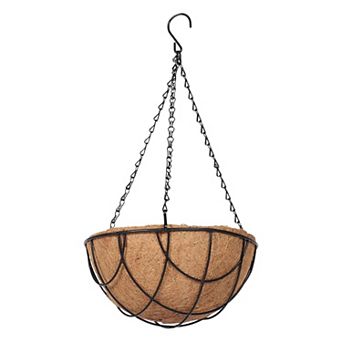Hanging Metal Planter with Coconut Liner 18.47x10.22x10.22 Inch Outdoor Basket
