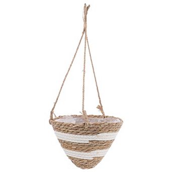 Hanging Cone Shaped Straw Planter 19.65x8.65x8.65 Inch for Indoor or Outdoor Use