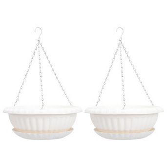Hanging Balcony Planter Set Resin and Metal Flower Pots for Indoor or Outdoor Use 2 Sets