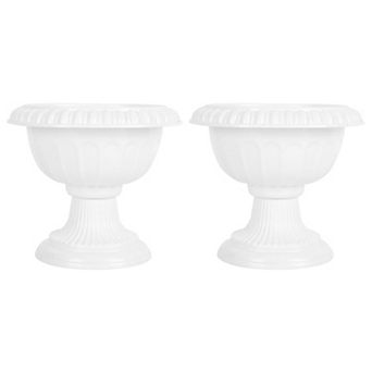 Decorative Plastic Flowerpots Waterproof Indoor Outdoor White 16.00x14.00x11.00cm 2 Pack