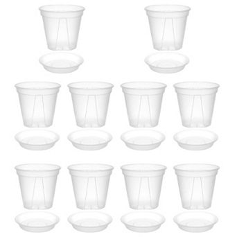 Breathable Polypropylene Succulent Containers with Tray 10.00x10.00x8.00 cm 10 Set
