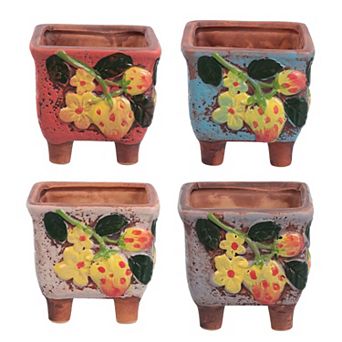 Succulent Decorative Ceramic Flowerpots 2.95x2.95x2.95 Inch 4 pc Set
