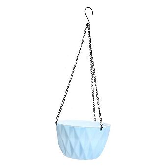 Hanging Plastic Flower Pot with Water Storage Plug 21.80x14.00x14.00cm Blue