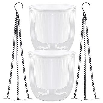 Self Watering Hanging Planters Resin 6.48x6.48x24.37 Inch 2 Pack White