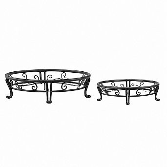 Heavy Duty Metal Plant Stand 2-Pack, Black Raised Flower Holder for Large Pots, Indoor or Outdoor