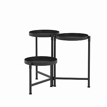 3 tier Metal Plant Stand with Round Trays for Indoor and Outdoor Display