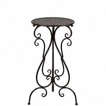 Tall Metal Plant Stand for Indoor or Outdoor Use, 22.5 Inch Brown Pedestal Holder, 1 Pack