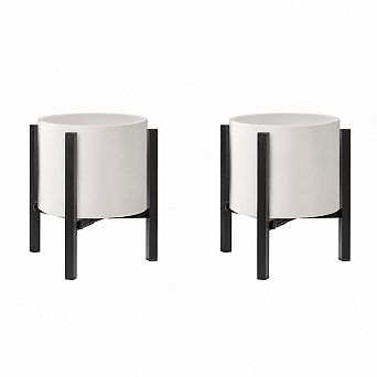 Adjustable metal plant stand set for indoor and outdoor pots 8 to 12 in black, 2-pack