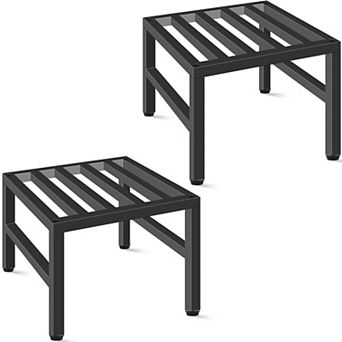 Heavy Duty Metal Plant Stand Set for Indoor or Outdoor Display, Black, 2 pc