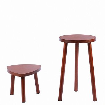 2 pc Wooden Indoor Plant Stand Set, Walnut Finish, Compact Tables for Home and Patio