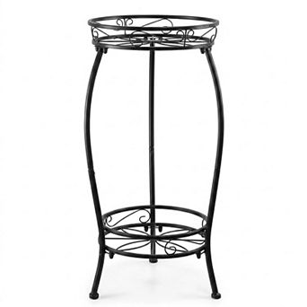 2 tier Metal Plant Stand, Tall Corner Flower Rack for Indoor and Outdoor Spaces, Black