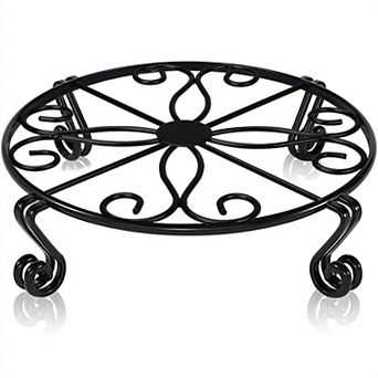 Heavy Duty Round Metal Plant Stand, Rust-Resistant Indoor Outdoor Pot Holder, Black Bronze Finish