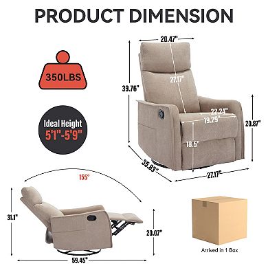 GOODSILO Heat Therapy Swivel Rocker Recliner Chair with Vibrating Massage Functions