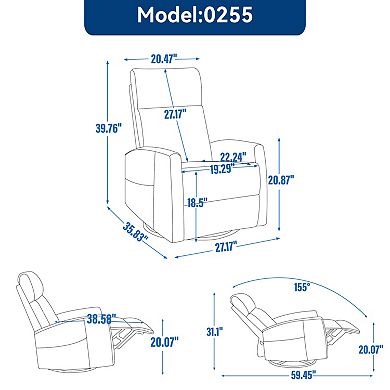 GOODSILO Heat Therapy Swivel Rocker Recliner Chair with Vibrating Massage Functions