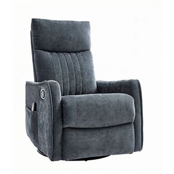 GOODSILO Fabric Recliner Chair with Heat Massage, Rocker, and Swivel Function for Living Room