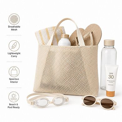 Women's Large Mesh Tote Bag with Comfortable Shoulder Straps