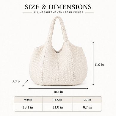 Women's Soft Knit Hobo Tote Bag with Textured Shoulder Strap